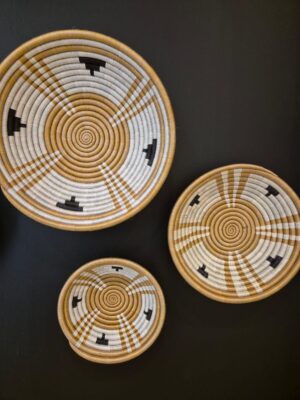 Handwoven Seagrass Bowl with Natural Sisal Fibers  T design – Set of 3
