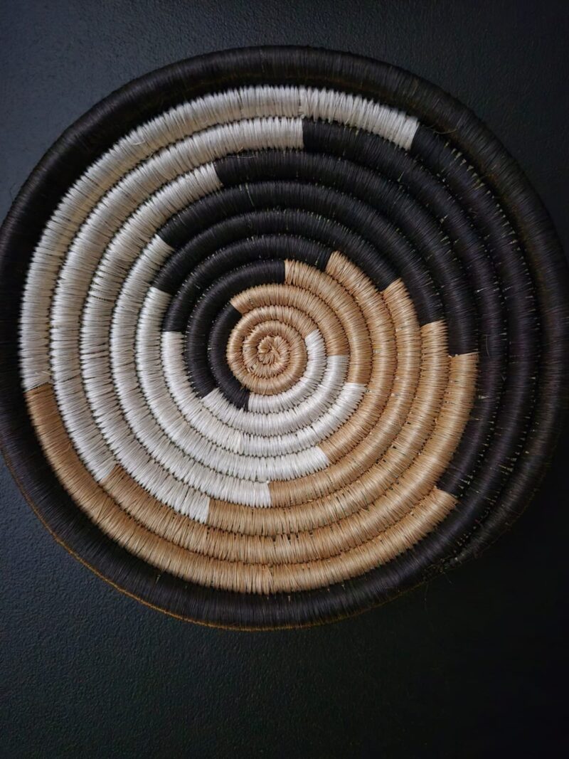 Handwoven Seagrass Bowl with Natural Sisal Fibers Brown, Black and White Turbillon - Set of 3 - Image 2