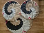 Handwoven Seagrass Plates with Natural Sisal Fibers Yellow and White Turbillon -  Set of 3