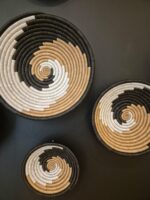 Handwoven Seagrass Bowl with Natural Sisal Fibers Brown, Black and White Turbillon - Set of 3