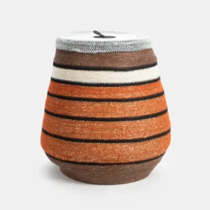 Handwoven Patterned covered basket