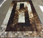 Predesigned Mat Rectangular Geometric Brown & White