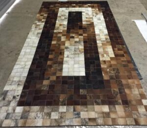 Predesigned Mat Rectangular Geometric Brown & White